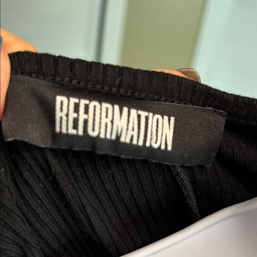 Reformation  Sicily Black Ribbed Top - Picture 6 of 7